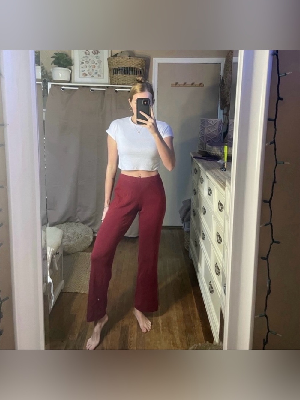 Vintage caslon maroon knit high waisted pants size small